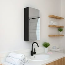 12 in. W x 24 in. H Small Rectangular Black Aluminum Recessed/Surface Mount Medicine Cabinet with Mirror