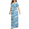 thumbnail image 5 of Xysaqa Women's Plus Size Maxi Dresses, Loose Floral Print Wedding Guest Dress Short Sleeve Casual Party Long Dress with Pockets 3X 4X 5X Summer Savings, 5 of 6