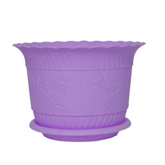Unique Bargains Home Office Plastic Garden Table Decor Flower Plant Pot Planter Container Holder Purple