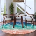 thumbnail image 2 of Round Area Rug 7 Ft, Blue Teal Pink Ombre Coastal Washable Non-Slip Circle Carpet for Living Room/Bedroom, Nautical Beach Starfish Coral Summer Low-Profile Large Runner Mat Collection Rugs for Indoor, 2 of 7