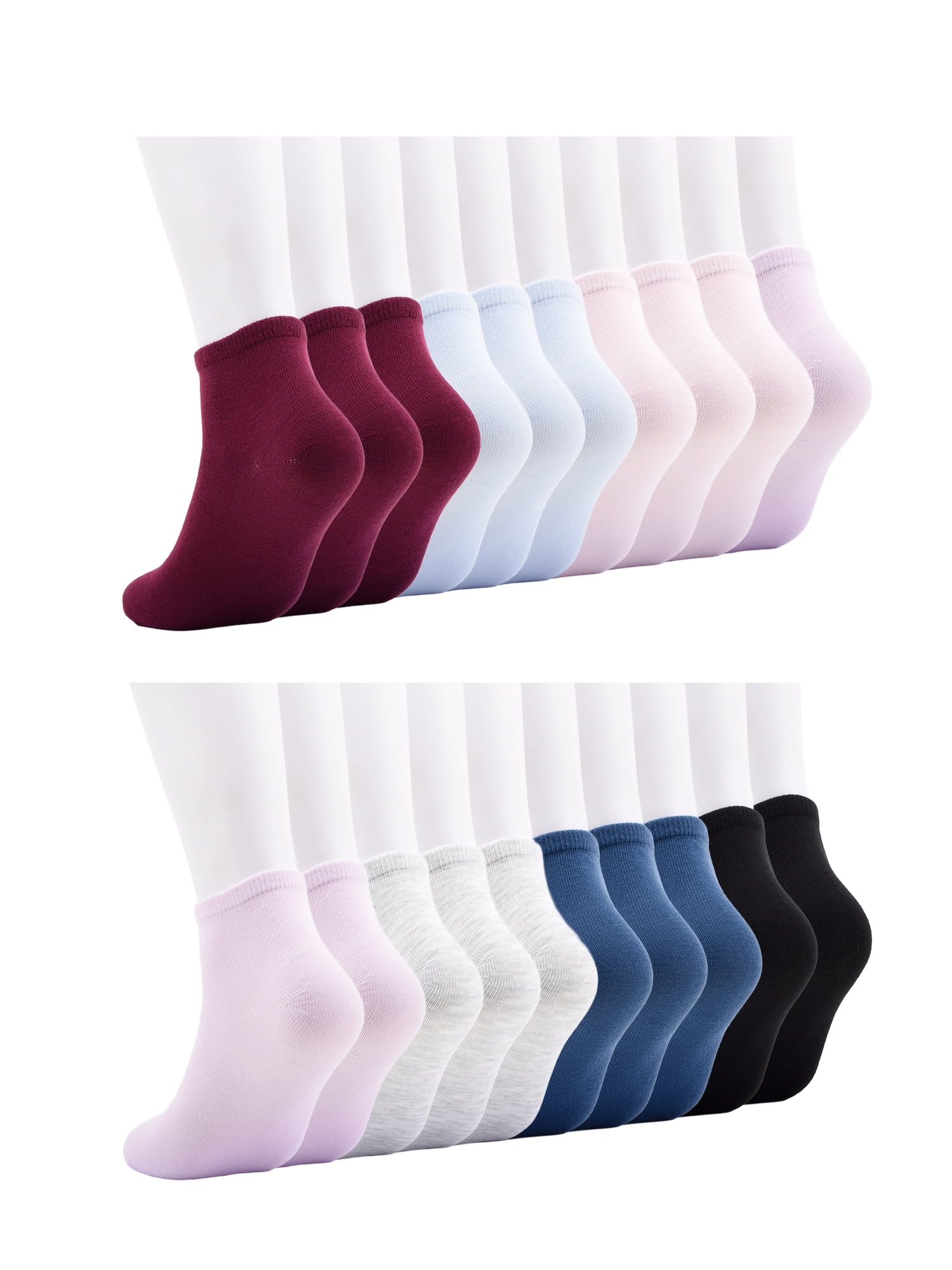 No Boundaries Women's Ankle Cut Socks, 20 Pack, Shoe Size 4-10