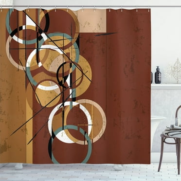 Ambesonne Modern Art Shower Curtain, Surreal Abstract Retro, 69"Wx84"L, Redbrown Camel