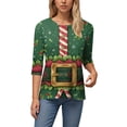thumbnail image 5 of UngA 3/4 Length Sleeve Womens Tops Crew Neck Christmas T-Shirts Merry Christmas Tree Graphic Tee Tops Christmas Shirts Women,Size XXXL, 5 of 6