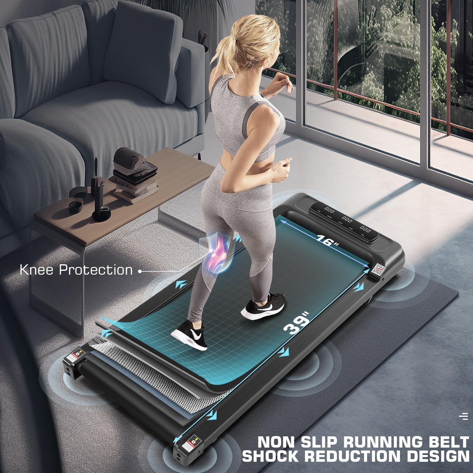 KRISRATE Walking Treadmills for Home, Walking Pad Treadmill with App & Remote Control, Slim & Portable