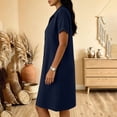 thumbnail image 4 of QUNYINEY Midi Casual Dresses for Women Faux Cotton Linen Blue Short Sleeve Shirt Dress with Pockets Collared Button Loose Fit Dresses, 4 of 6