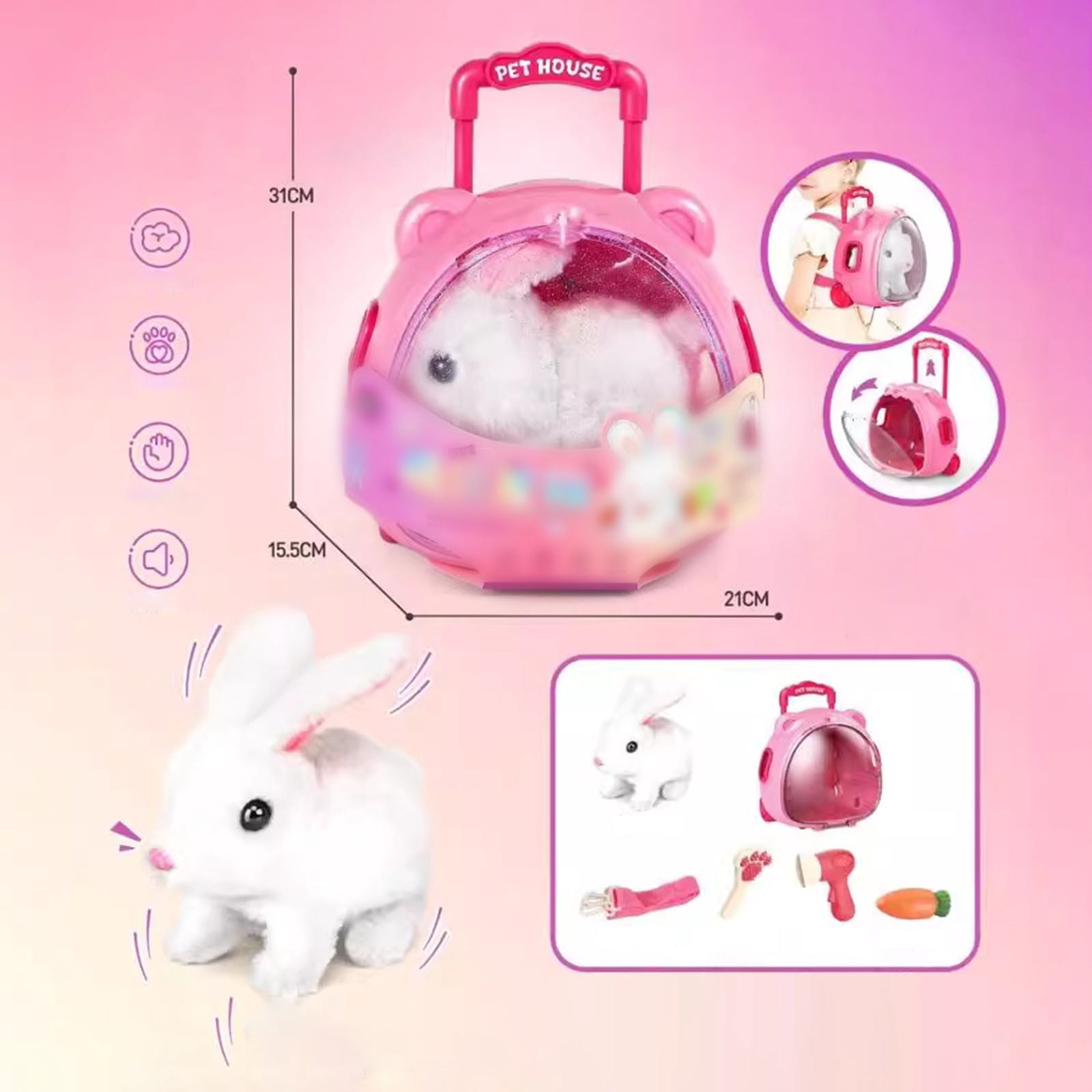 Robot Dog Cat Rabbit Electric Plush Toys Interactive Stuffed Animals Plush Toy Walking Barking Tail Wagging Smart Realistic Cat Robotic Pink1 - One Size