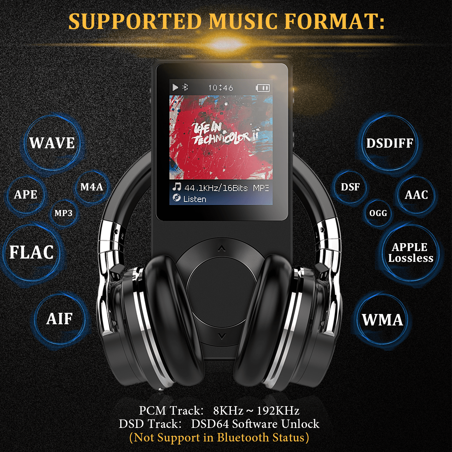 AGPTEK ROCKER Bluetooth 4.0 MP3 Player, High Resolution Lossless Music