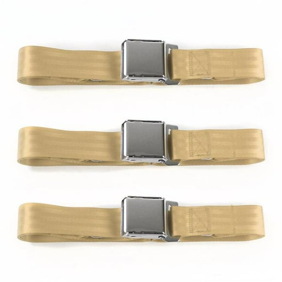 Airplane 2 Point Tan Lap Bench Seat Belt Kit for 1970-1979 AMC Gremlin - 3 Belts