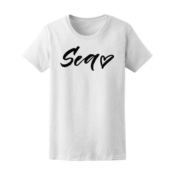 Sea Lettering With Heart T-Shirt Women -Image by Shutterstock, Female x-Large