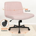 thumbnail image 6 of CQAOE Criss Cross Chair with Wheels, Armless Wide Seat Ergonomic Adjustable Swivel Desk Chair, Comfortable Cross-Legged Task Chair for Home Office, Bedroom, Vanity (Pink), 6 of 8