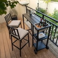 thumbnail image 1 of 3-Piece Metal Patio Bistro Set, Outdoor Dining Set withBeige Cushions, 1 of 8