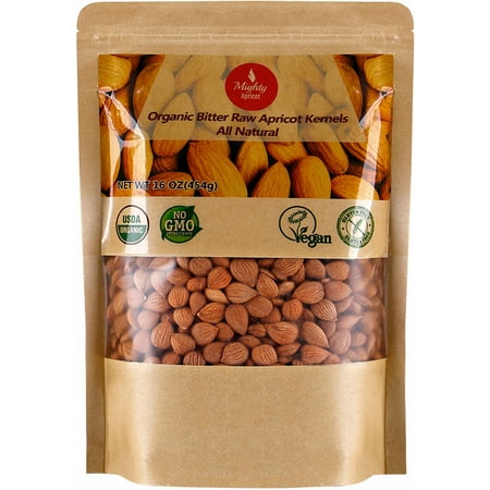 Organic Non Gmo Sunflower Seeds Organic Bitter Apricot Seeds (1LB) 16oz, Organic Bitter Apricot Kernels, Natural Raw USDA Organic Bitter Apricot Seeds, Vegan, Non-GMO, Gluten Free, Great source of Vitamin B17 and B15 ()