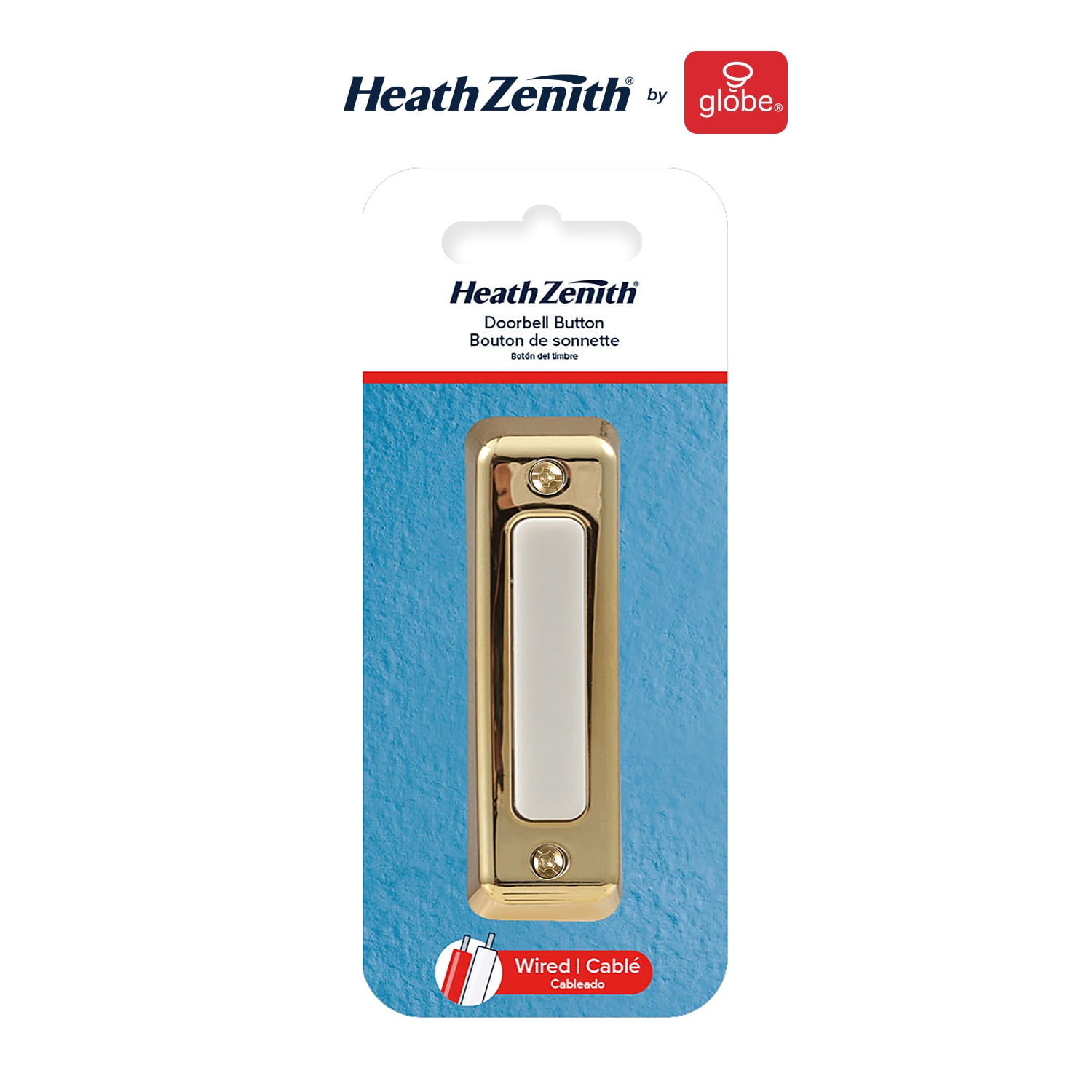 Heath Zenith Heath Zenith Polished Brass Plastic Wired Push Doorbell Button