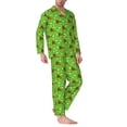 thumbnail image 2 of Fuzoiu dogs on a green background Print Men's Long-Sleeved Pajama,Lounge Button Down Nightwear,Mens Notch Collar Pajama Set-XX-Large, 2 of 7