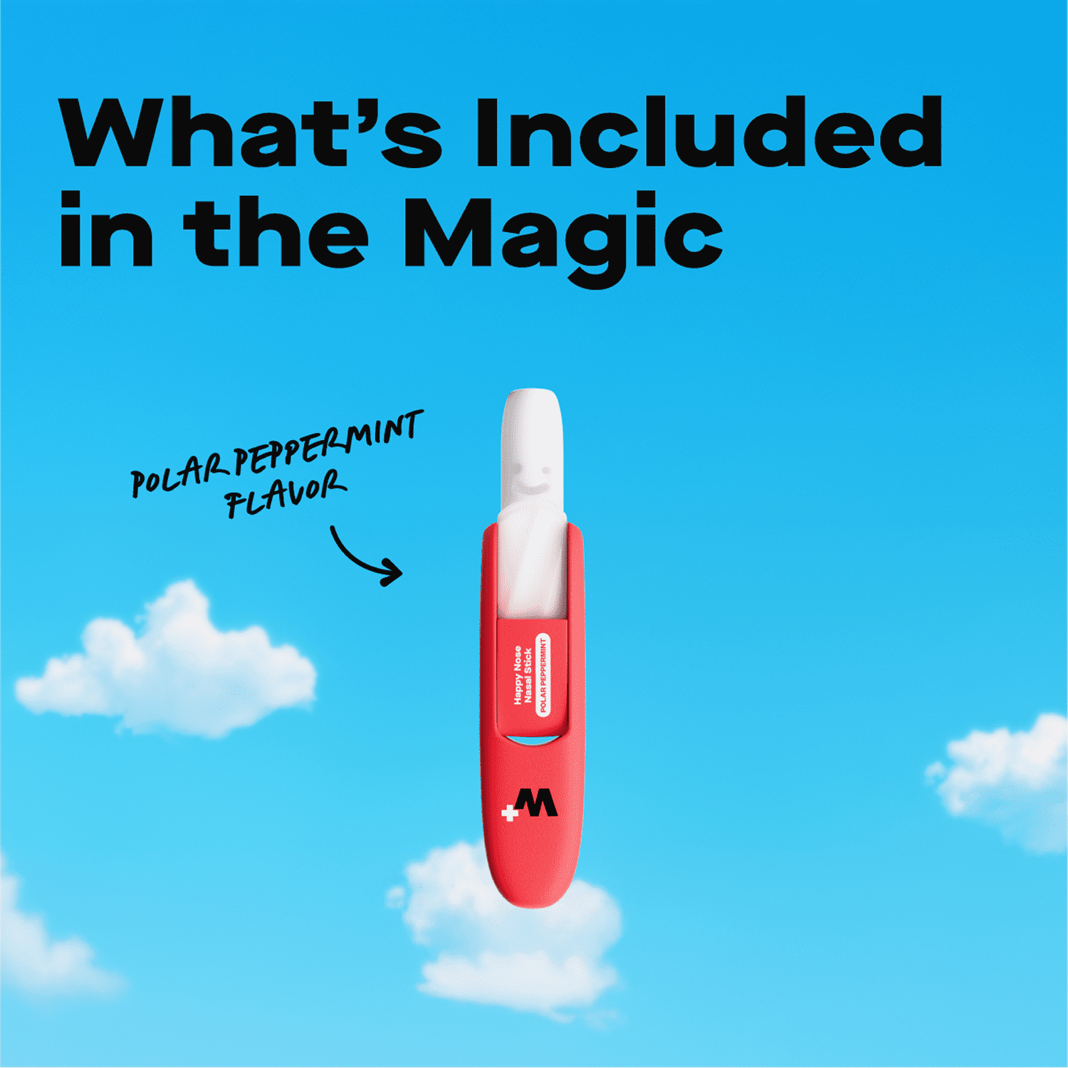 Wizard Wellness Happy Nose Nasal Inhaler Stick, Drug-Free Aromatherapy, Polar Peppermint, 1 Pack