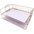 thumbnail image 1 of FrostHike 2 Tier Stackable Letter Tray-Desk File Organizer-Desk File Rack Stackable-Multifunctional Paper Tray Organizer for Office Supplies-Desk File Document Letter Tray Organizer (Rose Gold), 1 of 5