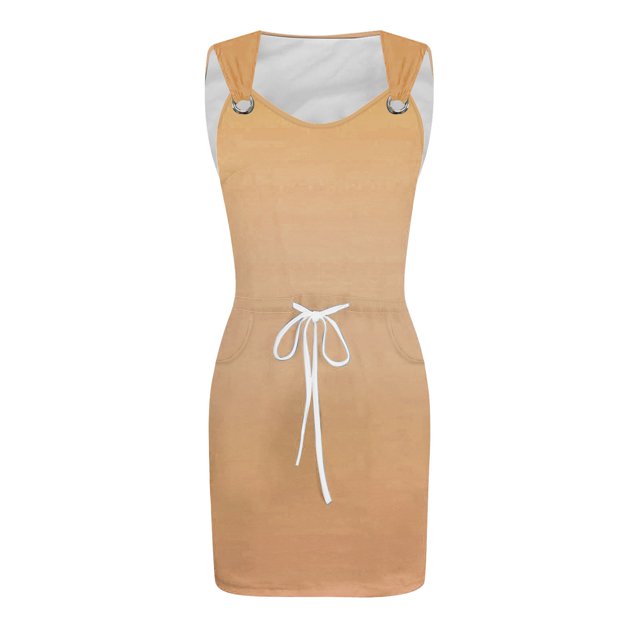 Vestidos de Lino Para Mujer Vestido Casual Elegante Hasta La Rodilla Liso A La Moda Para Mujer