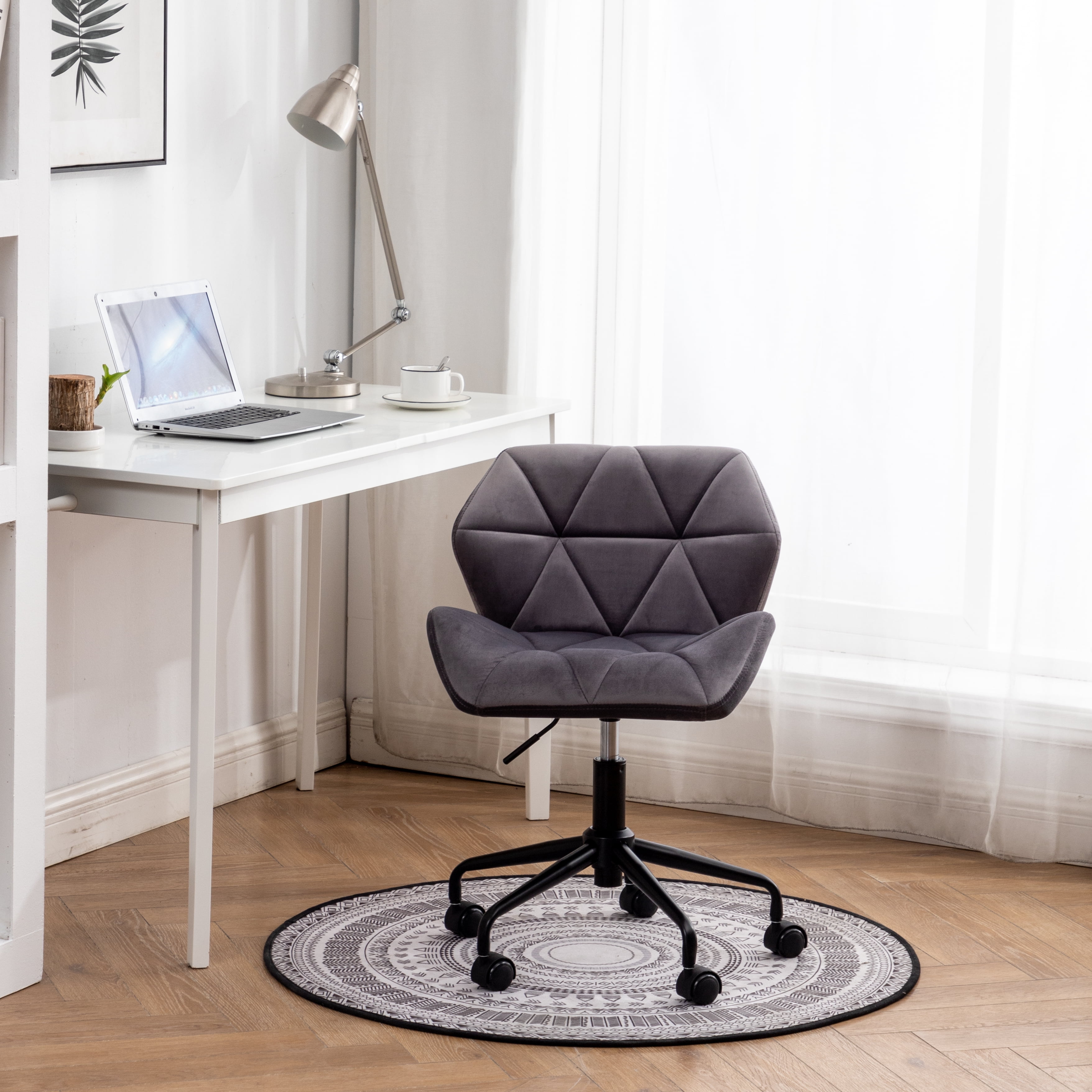 Eldon Diamond Tufted Adjustable Swivel Office Chair in Gray