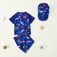 thumbnail image 4 of CAICJ98 Toddler Baby Boys 3 Pieces Swimsuit Set Swimwear Zipper Bathing Suit Short Sleeve UPF 50+ Rash Guards with Hat (Dark Blue,12-18 Months), 4 of 4