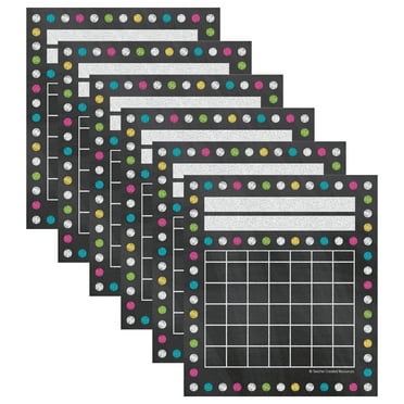 Teacher Created Resources Chalkboard Brights Mini Incentive Charts, 36 Per Pack, 6 Packs
