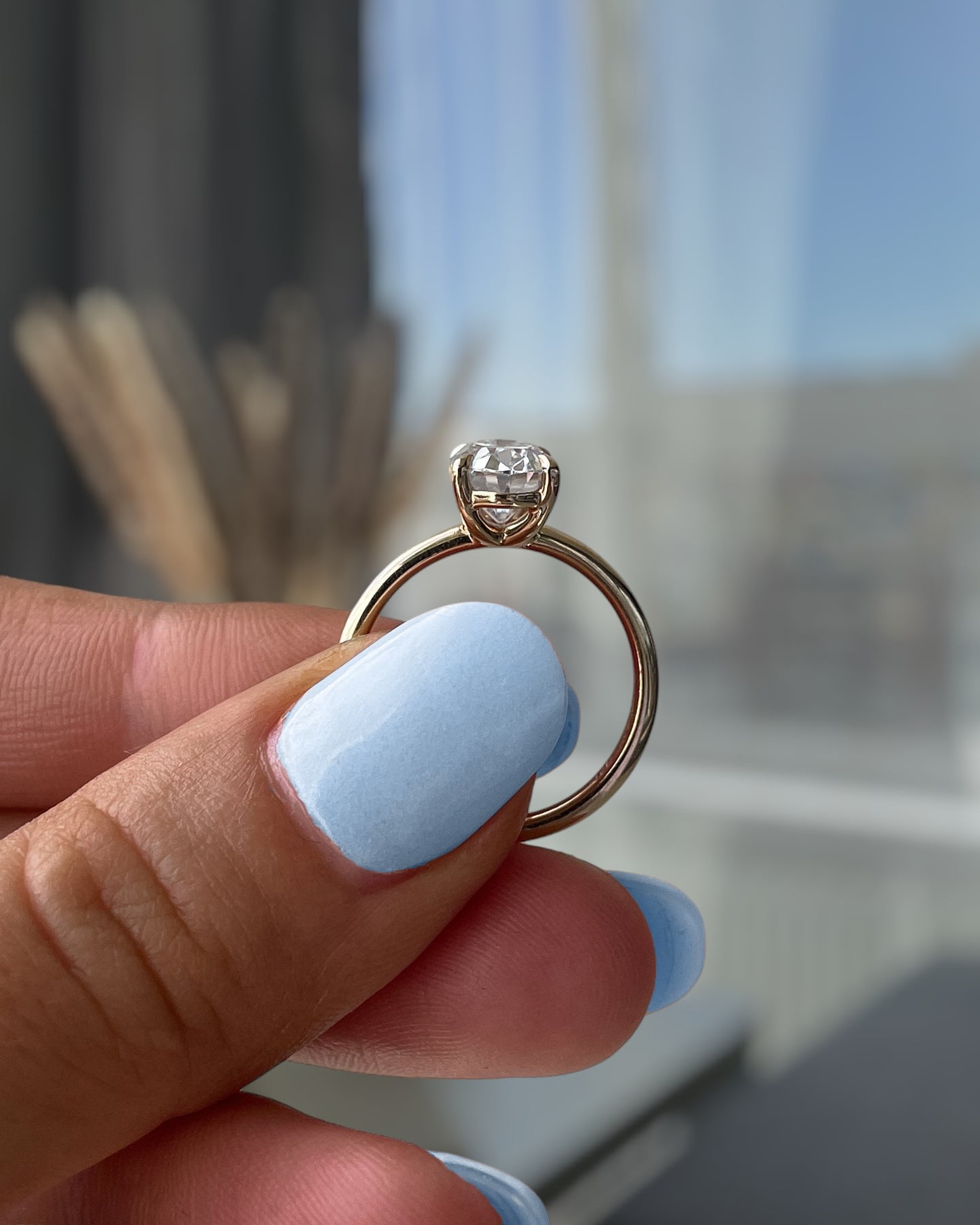 ESTE ORIGIN 2ct Oval Moissanite Diamond Engagement Ring in 10K White Gold Wedding Ring for Women 9.5.