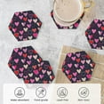 thumbnail image 5 of XMXY Drink Coasters with Holder for Coffee Table, Romantic Pink Blue Hearts Absorbent Ceramic Cups Coaster Sets 6 Pack, 4 Inches Hexagon, 5 of 9