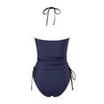 thumbnail image 4 of Ladies Swimsuits Stylish Canada Print Adjustable Lace Up Removable Chest Pad Navy Womens Bathing Suits M, 4 of 5