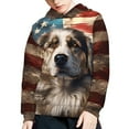 thumbnail image 5 of Xoenoiee Boys Hoodies Long Sleeve Hoodies Hooded Sweatshirt with Front Kangaroo Pocket Fall Winter Tops for Kids Walk Travel Workout, Vintage American Flag Bourne Mountain Dog Pattern, M, 5 of 7