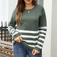 thumbnail image 2 of Yangnuo Pullover Sweaters for Women Striped Sweater for Women Women Striped Patchwork Knitted Sweater With Long Sleeved Round Neck Sweater, 2 of 5
