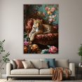 thumbnail image 6 of Mudket Framed Leopard on Floral Chair Canvas Wall Art, Vintage Jungle Animal Print Wall Decor, Ready to Hang for Living Room - 12"L x 8"W, 6 of 10