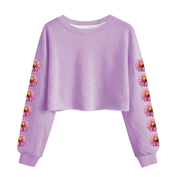 Camisetas de Manga Larga de las Mujeres Moda Impresa Suelta Casual Cuello Redondo Suéter Deportivo Top Se Ajusta Fiel Al Tamaño