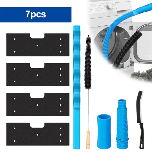 EEEkit 7pcs Dryer Vent Cleaner Kit, Lint Filter Replacement WH01X35719 Fit for GE Washer Dryer Combo PFQ97HSPVDS with Vacuum Hose and Brush