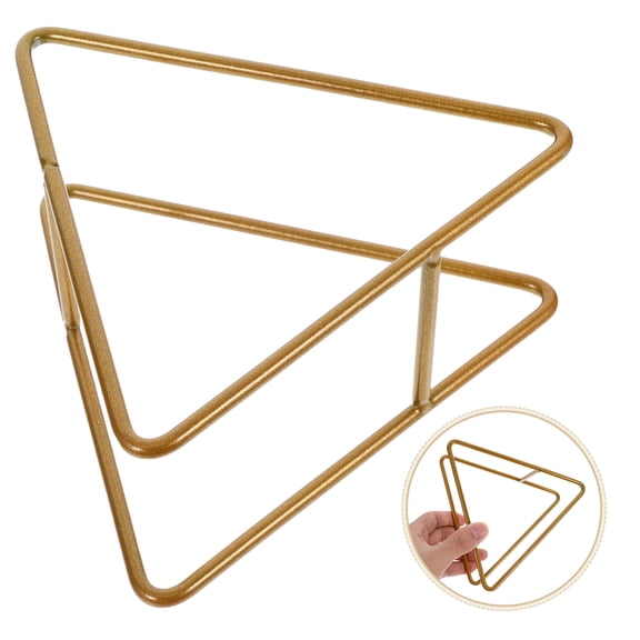 PENIKOKO Iron Coaster Storage Rack Triangle Hollow Golden Organizer Stand