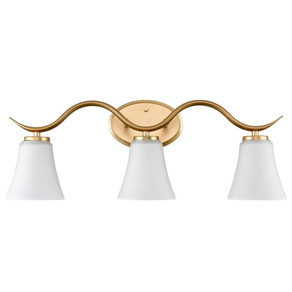 Moose Bergamo 3-Light Brass Bathroom Light Fixture with Frosted Glass