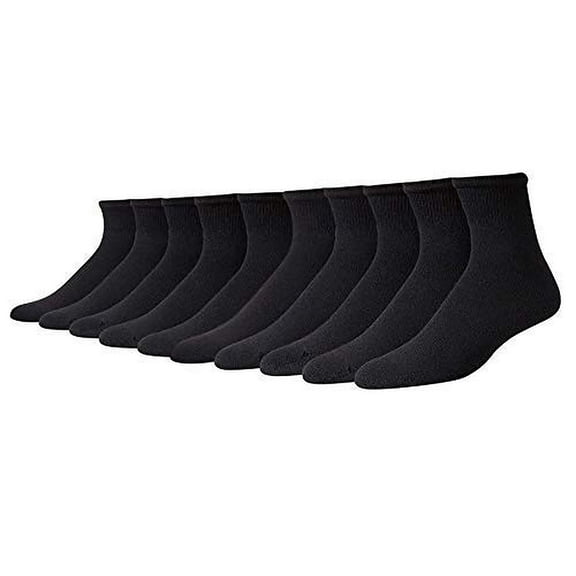 Multi Pack Fruit of the Loom Mens Core Stays Black 10 Pack Ankle Sock