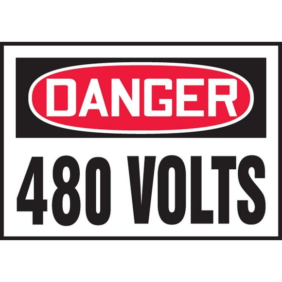 Accuform Signs, Label,Danger 480 Volts,Dura-Vinyl