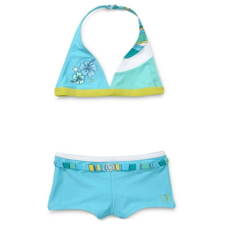 Op - Girls' Halter Bikini Top and Belted Boy Shorts