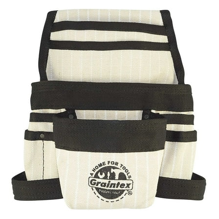 GRAINTEX 9 Pocket Nail & Tool Pouch Rip-stop Canvas for Constructors, Electricians, Plumbers, Handymen