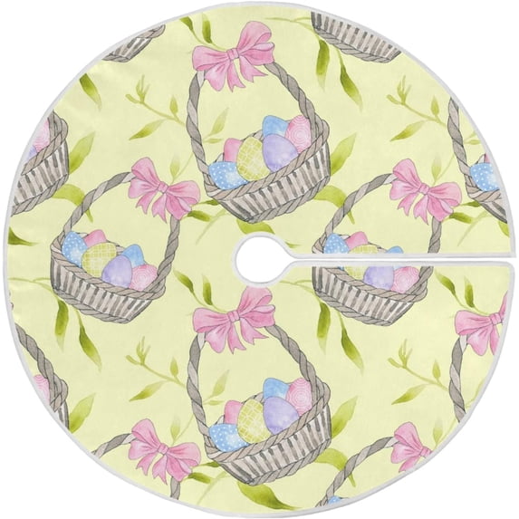 FMSHPON Flower Basket Egg Xmas Christmas Tree Skirt Stand Mat for Holiday Party Decoration Indoor Outdoor 48 inches