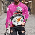 thumbnail image 2 of UVEASISHA On Sale Mens Christmas Long Sleeve T Shirts Cute Snowman Graphic Crewneck Pullover Tops Big And Tall Stretchy Muscle Fit Tee Shirts Men's Xmas Gifts Pink XXL, 2 of 6