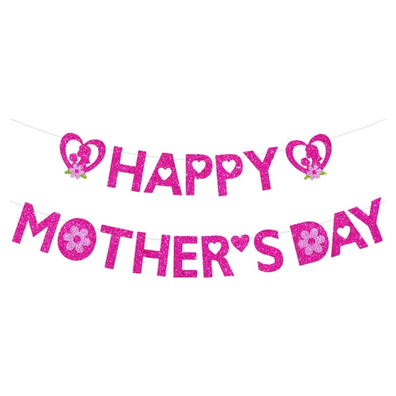 CY5O5ee Happy Mothers Day Banner Glitter Mother'S Birthday Hanging Banner Garland Outdoor Home Mothers Day Celebration Party Decoration Supplies