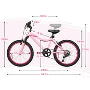 Hykolity 20 inch Kids Mountain Bike, 6 Speed Kid Bicycle Age 6-11 Year Old with Front Suspension Fork, Adjustable Seat Height, Pink