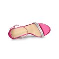 thumbnail image 4 of BLISSFUL STEP Women's Sandals Rhinestone Chunky Heel Ankle Strap Open Toe Party Shoes Hot Pink 6, 4 of 7