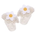 thumbnail image 1 of SUNSIOM Baby Girls Socks Eyelet Frilly Lace Ankle Socks with Sunflower Applique, 1 of 7