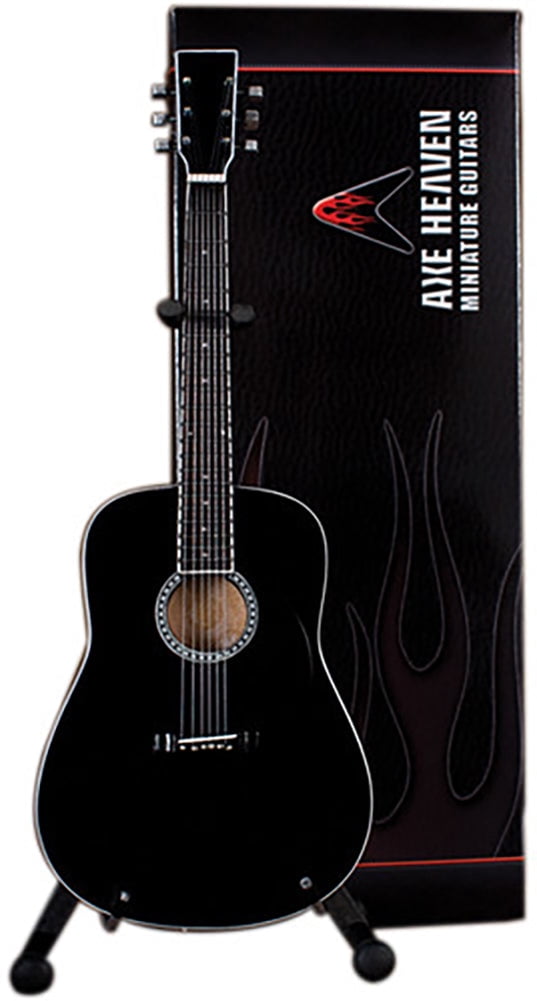 Classic Black Finish Miniature Acoustic Guitar Replica Collectible - Officially Licensed (AC-003)