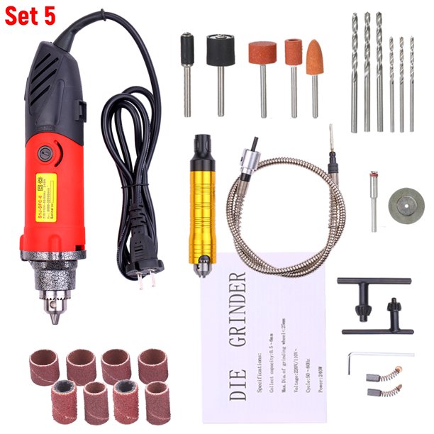 240W Rotary Tool Kit Variable Speed with Flex Shaft Angle Grinder Tool