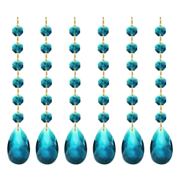 Uxcell Teardrop Crystal Chandelier Pendants Beads, 6 Pack 160mm Length 38mm Prisms Parts Beads Sky Blue