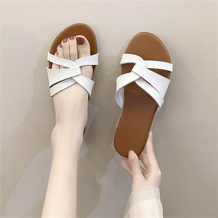 

Hvyesh Flat Sandals for Women Dressy Summer Flat Shoes Ladies Beach Sandals Summer Non-Slip Causal Slippers Size 7.5