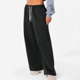 thumbnail image 6 of Ydkzymd Stacked Sweatpants Women Drawstring Athletic Cute Pants for Women with Pockets for Workout Casual Elasitc Loose Fit Trousers High Waist Baggy Pants Black 2XL, 6 of 7