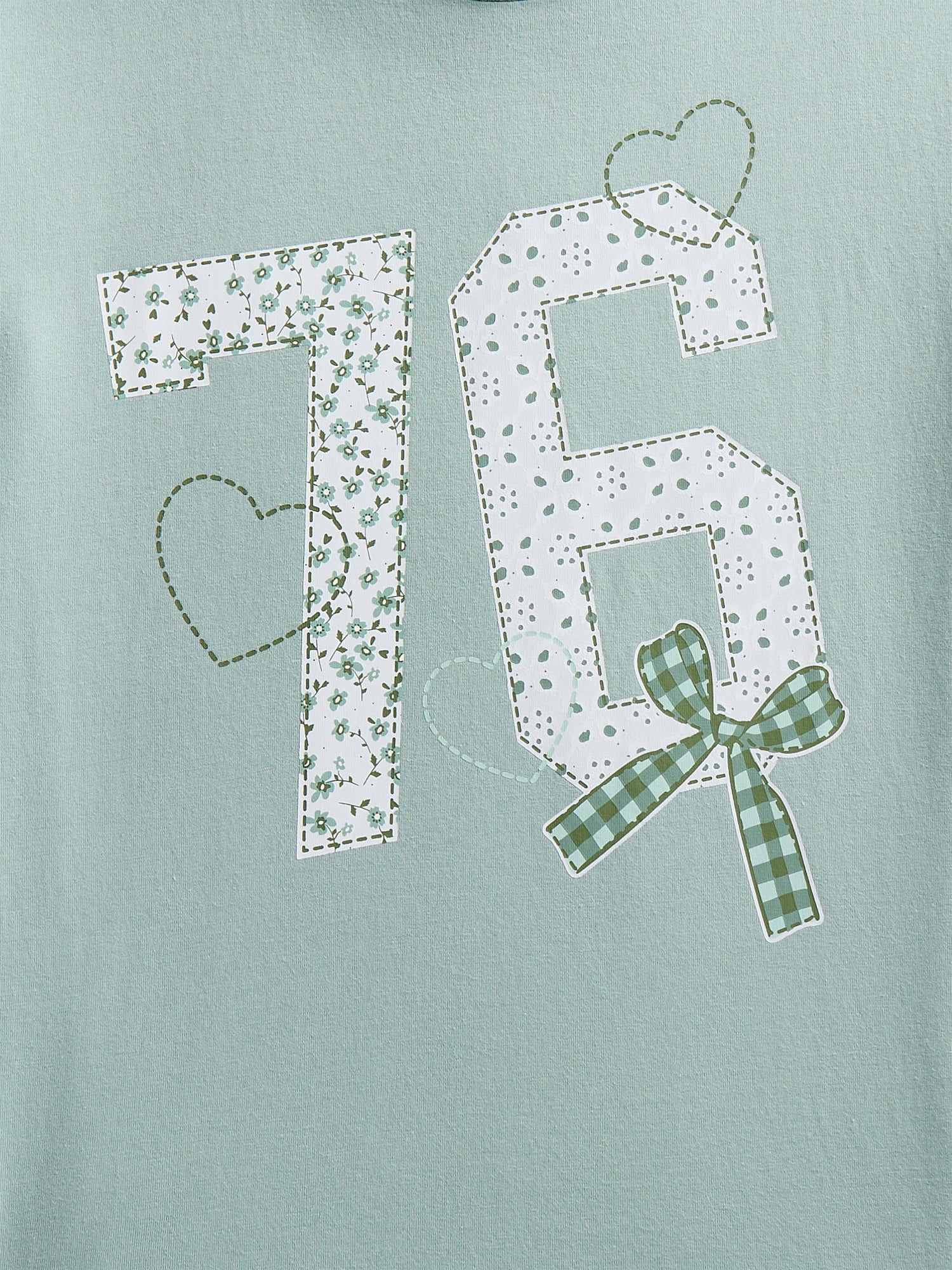 Wonder Nation Girls Faux Applique 76 Graphic Tee with Short Sleeves, Sizes 4-18